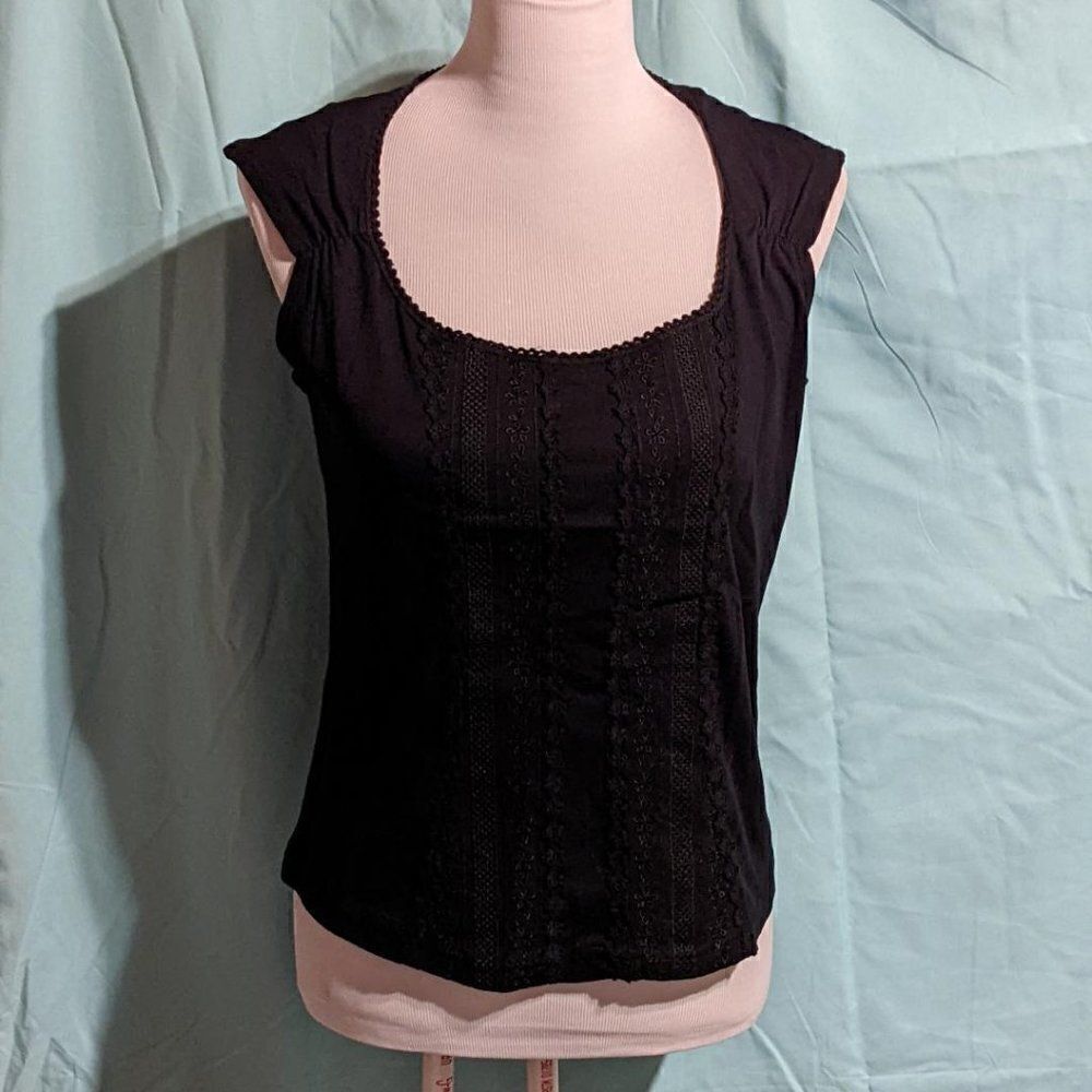 🆕NWT WHITE STAG BEAUTIFULLY EMBROIDERED BLACK TOP - S (4/6)